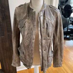 Free People Grey Leather Jacket Size 6